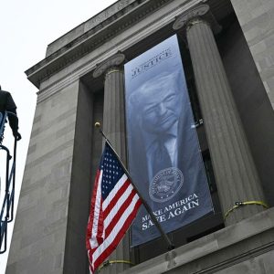 Liberals lose their minds over Justice Department banner featuring Trump