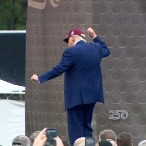 Trump dances with soldiers at Fort Bragg as crowd erupts in patriotic ‘USA’ chants