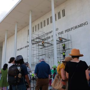 Workers rip Trump’s name from Kennedy center facade months after it goes on, hours after failed appeal