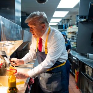 Trump jokes he’s first former McDonald’s fry cook to become president, hailing the chain’s spirit