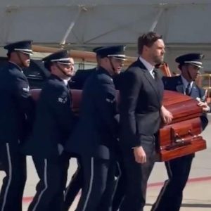 Vice President JD Vance escorts Charlie Kirk’s casket before flight on Air Force Two from Utah to Arizona
