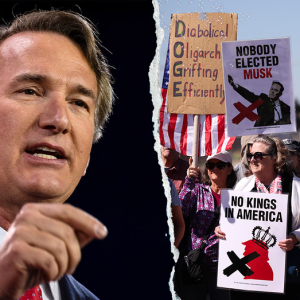 Youngkin dodges anti-DOGE protesters outside Virginia church